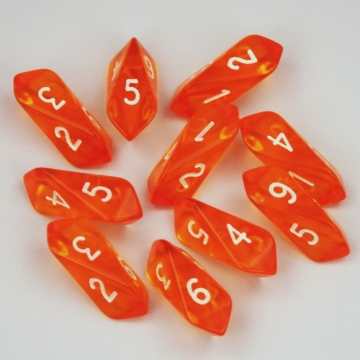 Crystal Translucent d6 10 pc set - orange