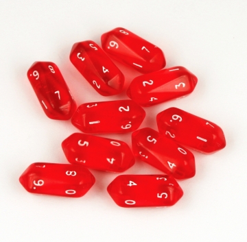 Crystal Translucent d10 10 pc set - red