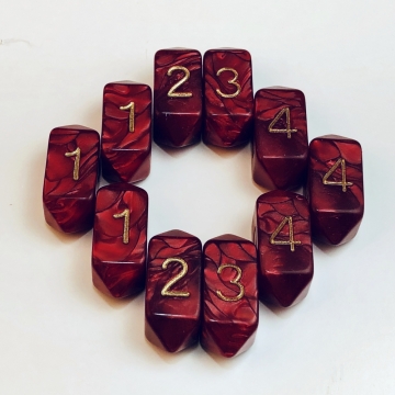 Crystal Pearl d4 10 pc set - red