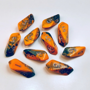 Crystal Toxic d6 10 pc set - orange/green