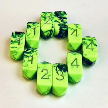 Crystal Toxic d4 10 pc set - green/blue