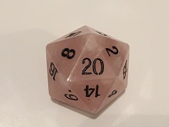 35mm Giant Rose Quartz d20