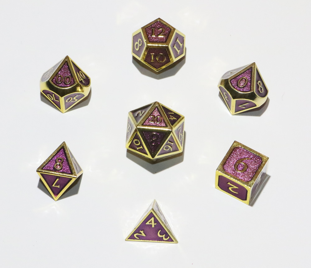 Crystal Caste: 16mm Gold w/Purple enamel Dwarven Metal® 7 pc set