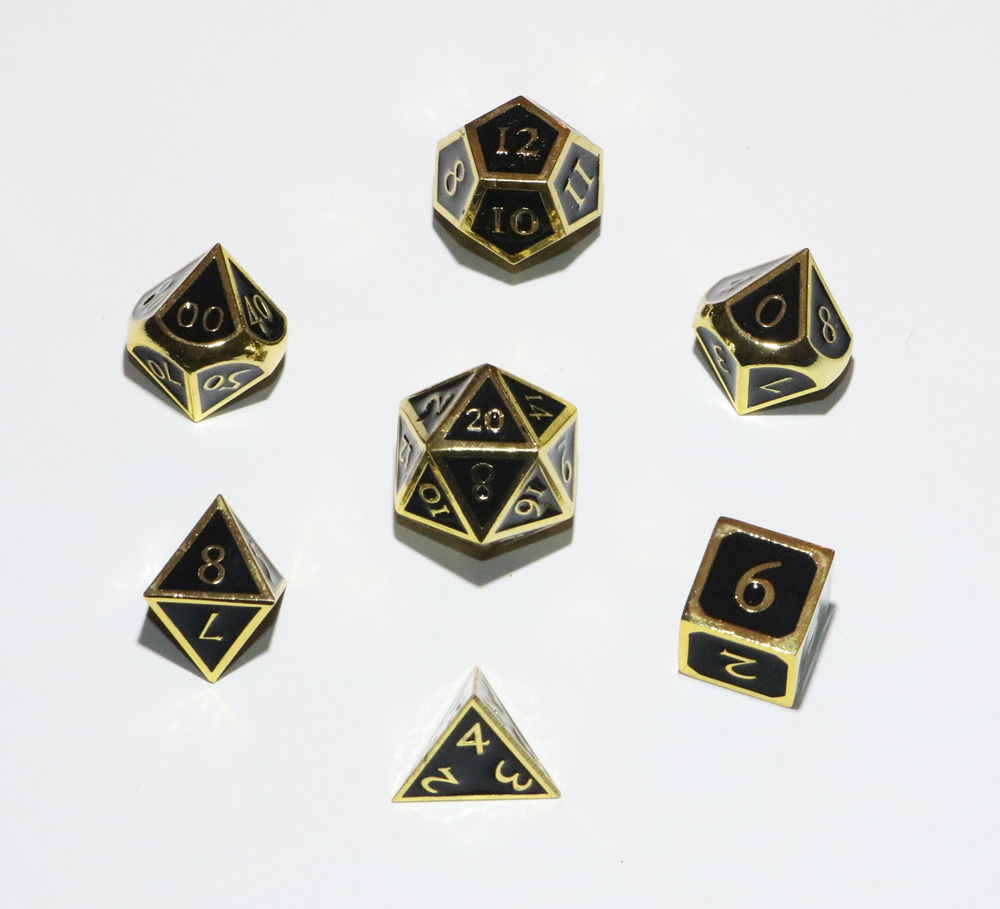Crystal Caste: 16mm Gold w/Black enamel Dwarven Metal® 7 pc set