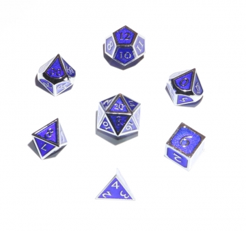16mm Silver w/Blue enamel Dwarven Metal® 7 pc set