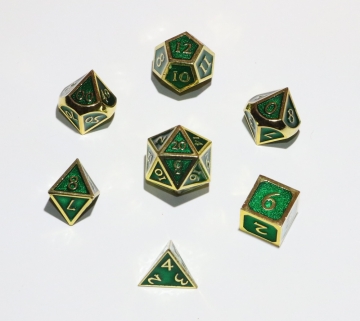 12mm Gold w/Green enamel Dwarven Metal® 7 pc set