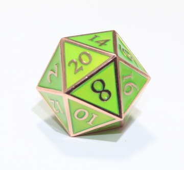 Giant D20 Gold w/Green enamel Dwarven Metal®