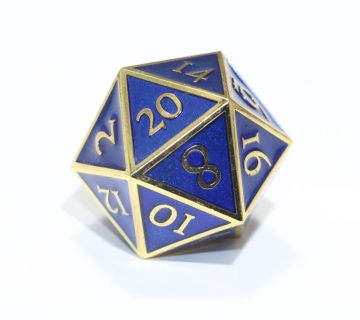 Giant D20 Gold w/Blue enamel Dwarven Metal®