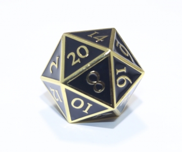 Giant D20 Gold w/Black enamel Dwarven Metal®