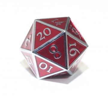 Giant D20 Silver w/Red enamel Dwarven Metal®