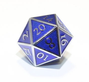 Giant D20 Silver w/Blue enamel Dwarven Metal®
