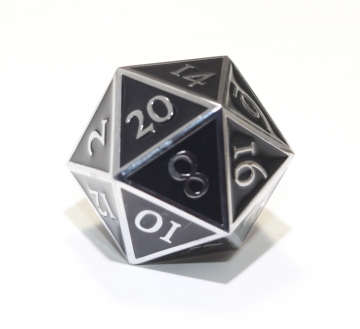 Giant D20 Silver w/Black enamel Dwarven Metal®