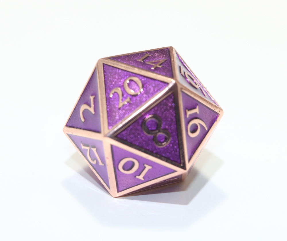 Crystal Caste: Giant D20 Copper w/Purple enamel Dwarven Metal®