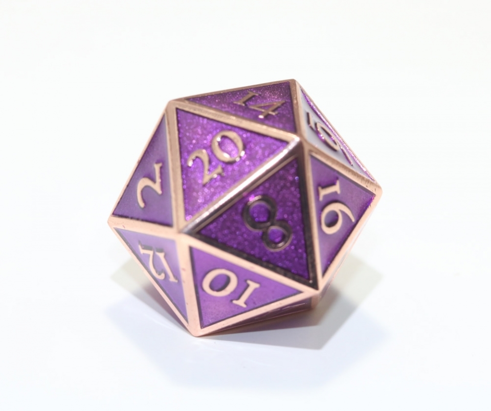 Crystal Caste: Giant D20 Copper w/Purple enamel Dwarven Metal®