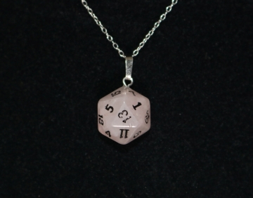 Rose Quartz D20 Silver Pendant