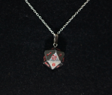 Hematite D20 Silver Pendant