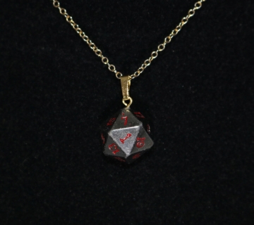 Hematite D20 Gold Pendant