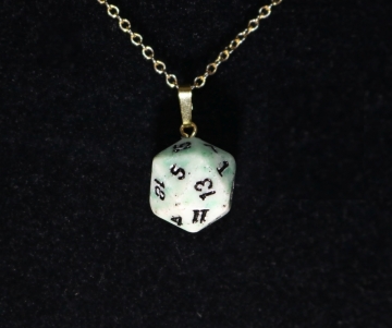 Green Jade D20 Gold Pendant