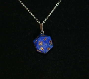 Lapis D20 Silver Pendant