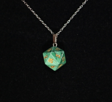 Malachite D20 Silver Pendant