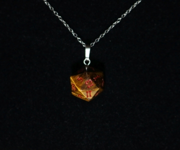 Tiger Eye D20 Silver Pendant
