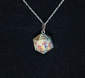 Azurite D20 Silver Pendant