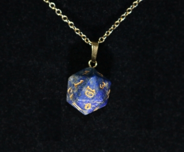Lapis D20 Gold Pendant