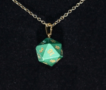 Malachite D20 Gold Pendant