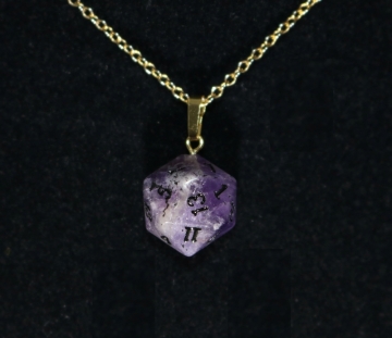 Amethyst D20 Gold Pendant