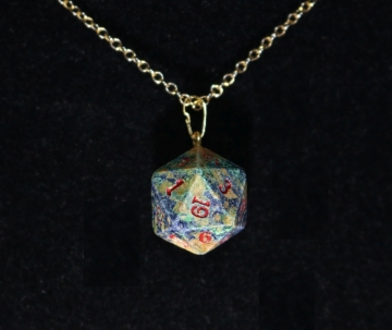 Azurite D20 Gold Pendant