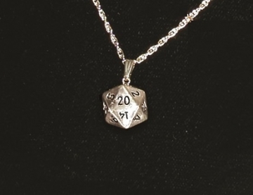 Sterling Silver D20 Pendant (Pendant only, no chain)