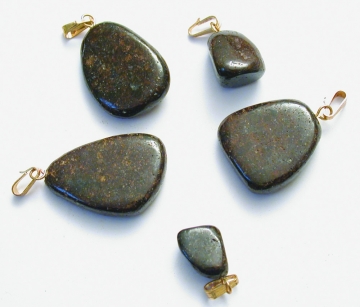 Meteorite pendant - polished fragment w/gold finding