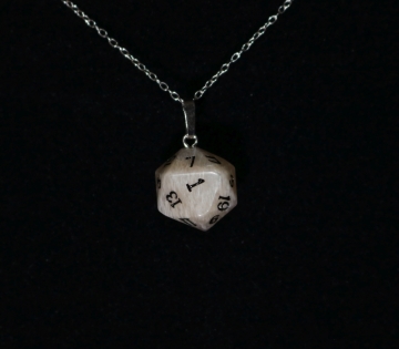 Moonstone D20 Silver Pendant