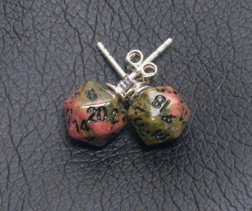 Unikite D20 Earrings with Silver Posts