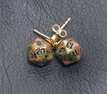 Unikite D20 Earrings with Gold Posts