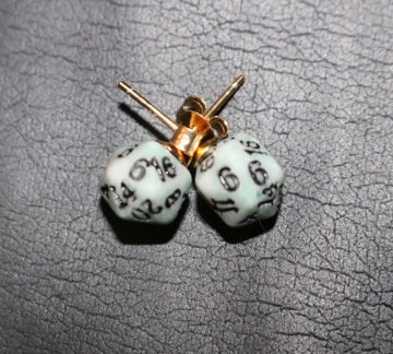 Green Jade D20 Earrings with Gold Posts