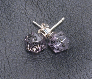 Amethyst D20 Earrings with Silver Posts