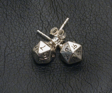 Silver D20 Earrings
