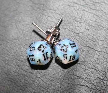 Synthetic Opal D20 Earrings w/ Silver Posts
