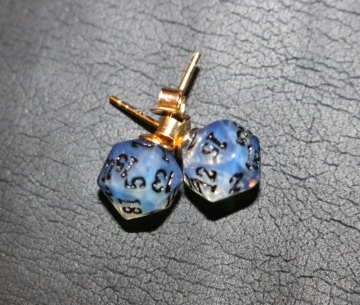 Synthetic Opal D20 Earrings with Gold Posts