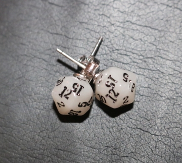 Moonstone D20 Silver Earrings with Silver Posts