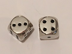 Silver 16mm d6 pipped Dwarven Metal®