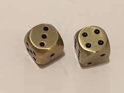 Antique Gold 16mm d6 pipped Dwarven Metal®