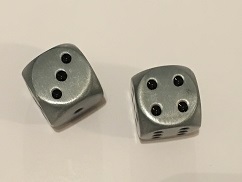 Antique Silver 16mm d6 pipped Dwarven Metal®