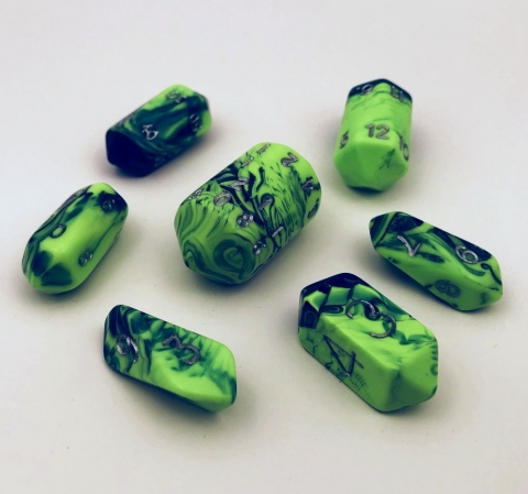 7 pc Crystal Toxic-Green/Blue