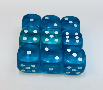 9 piece aqua 16mm Translucent