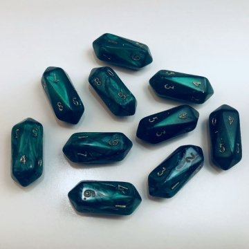 Crystal Pearl d10 10 pc set - green