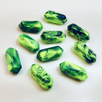 Crystal Toxic d10 10 pc set - green/blue