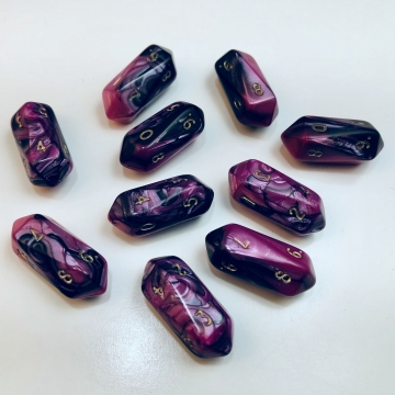 Crystal Toxic d10 10 pc set - black/pink