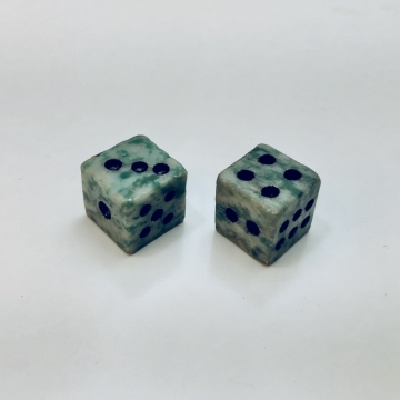 12mm d6 pipped pair Green Jade Dwarven Stones®